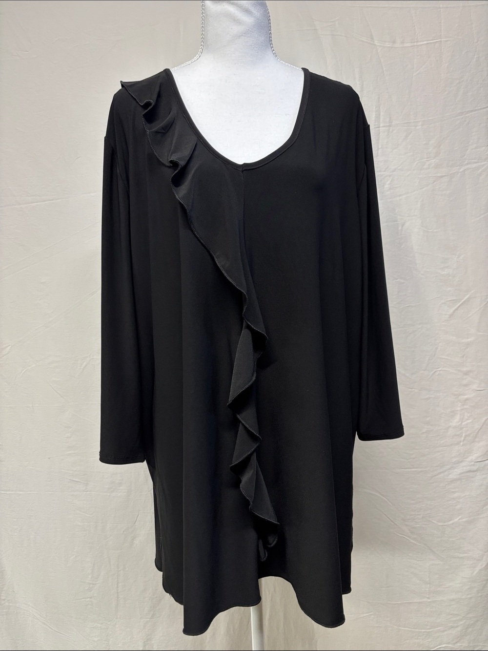Hamilton Black Ruffle-Front Tunic